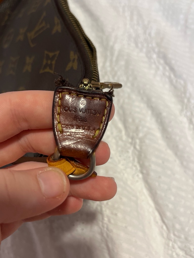Louis Vuitton Brown Monogram Canvas Small Pouch With Tan Trim
